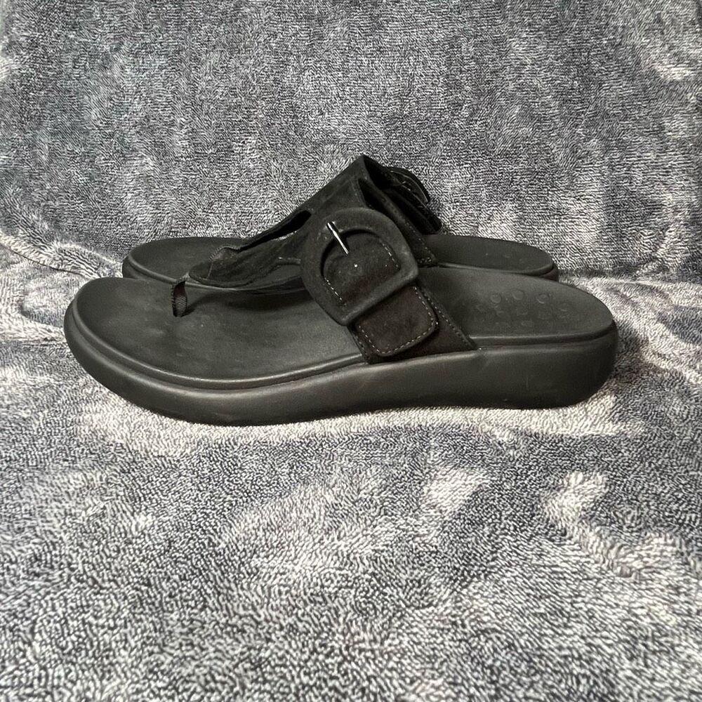 Vionic Activate RX Sandal Womens 9.5 Shoes Black Suede Slip On Buckle Slippers